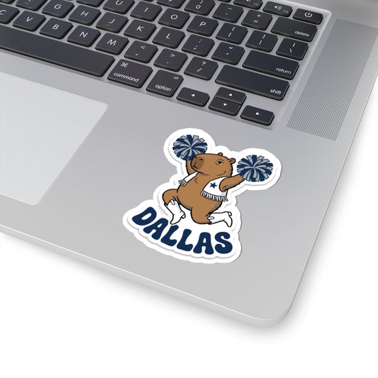 Cheerleader Capybara Sticker for Dallas Fan Phone Case, Pom Pom Kindle Decal, Navy Star Cowgirl Boot Art, Football Cheer Squad Laptop Accent