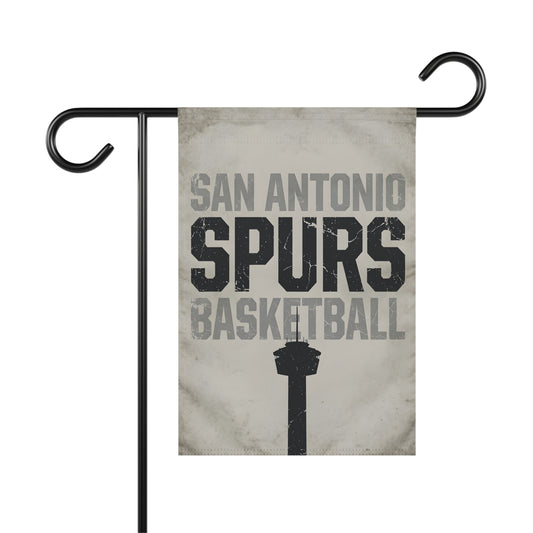 Spurs Garden Flag for Dad, San Antonio Basketball Yard Banner, Vintage Man Cave Decor, Tower of the Americas Flag for Husband and Grandpa