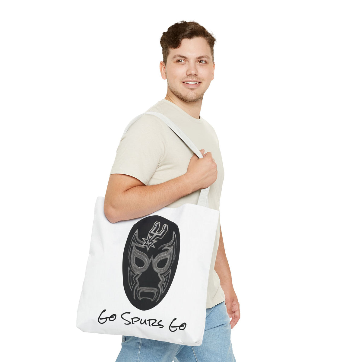 Lucha Libre Tote Bag for Women, Luchador Mask Art Carryall, Go Spurs Go Market Purse for Basketball Fan, San Antonio Bag for Mom