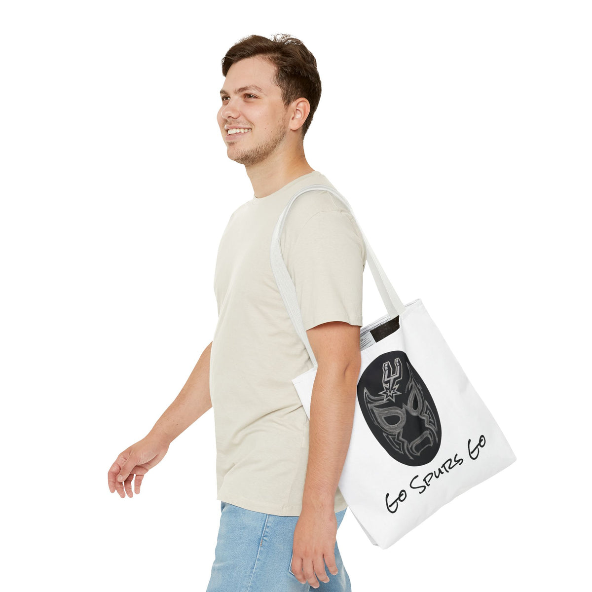 Lucha Libre Tote Bag for Women, Luchador Mask Art Carryall, Go Spurs Go Market Purse for Basketball Fan, San Antonio Bag for Mom