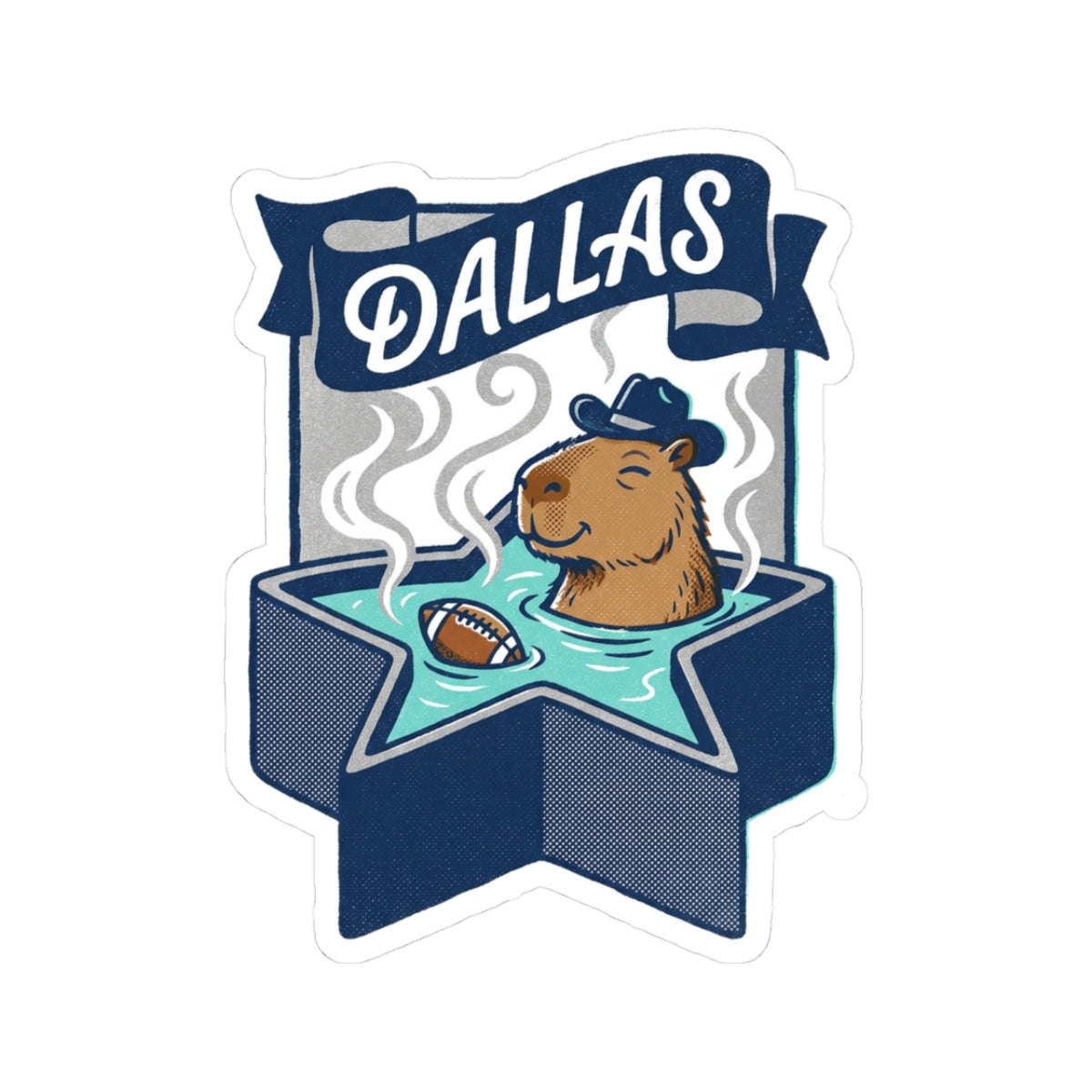 Hot Tub Capybara Sticker, Cowboy Hat Cooler Decal for Dallas Football Fan, Star Shaped Spa Art, Chill Tailgate Tumbler Accent