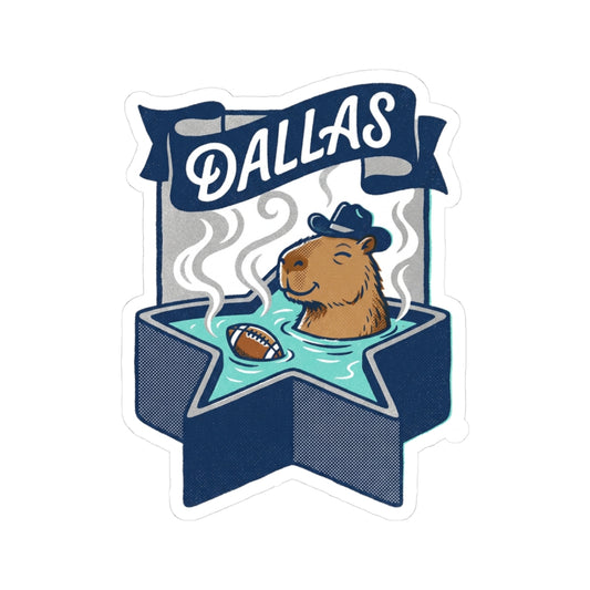 Hot Tub Capybara Sticker, Cowboy Hat Cooler Decal for Dallas Football Fan, Star Shaped Spa Art, Chill Tailgate Tumbler Accent