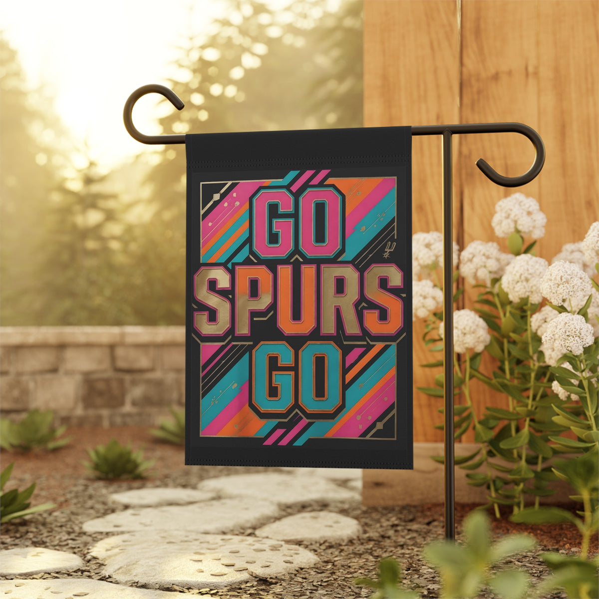 Fiesta Decor for San Antonio Fan, Go Spurs Go Garden Flag for Front Porch, Party Banner for Game Night, Basketball Flag for Teen and Dad