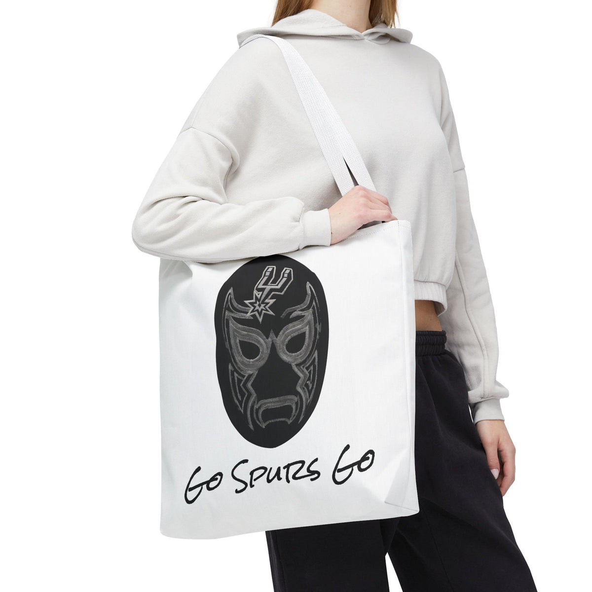 Lucha Libre Tote Bag for Women, Luchador Mask Art Carryall, Go Spurs Go Market Purse for Basketball Fan, San Antonio Bag for Mom