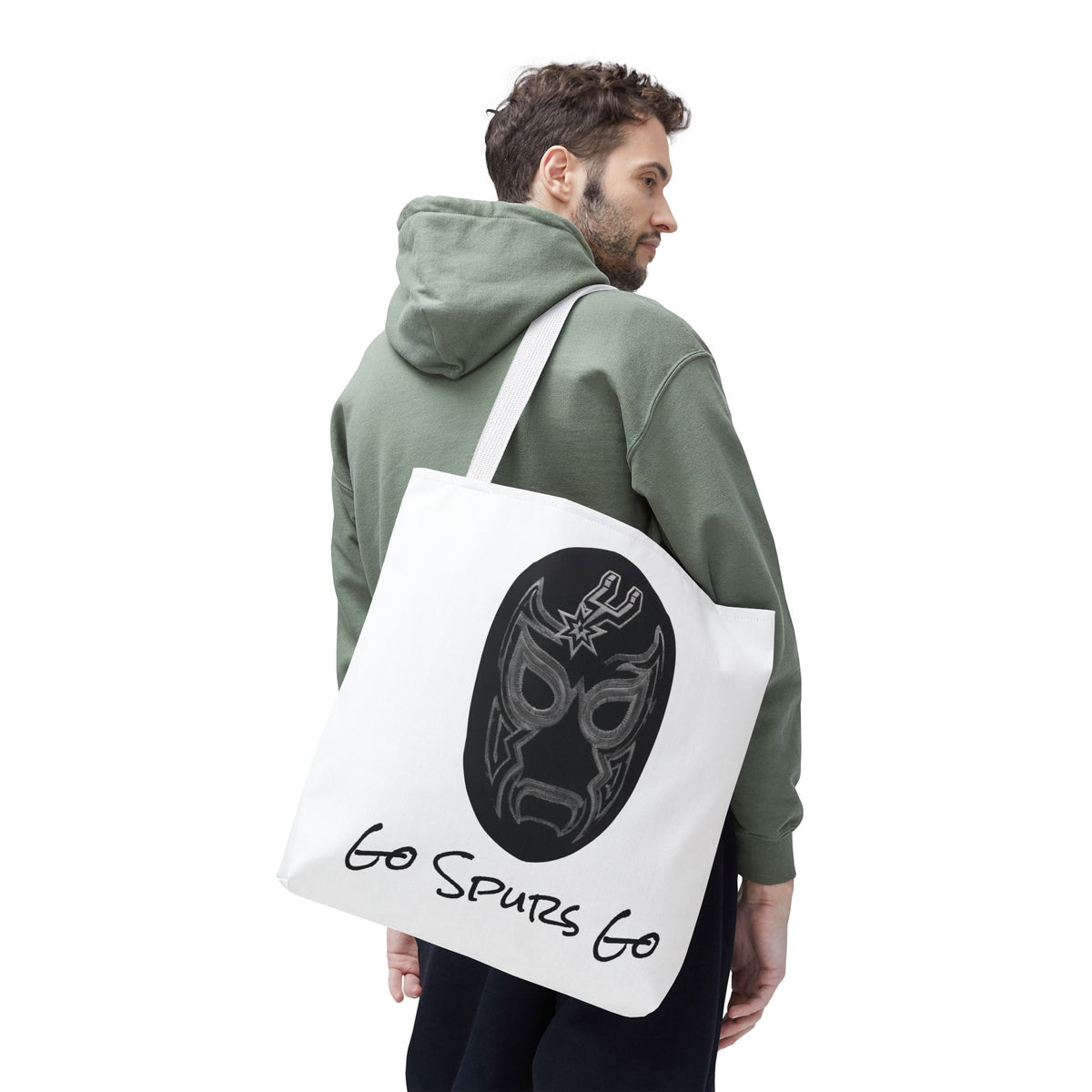 Lucha Libre Tote Bag for Women, Luchador Mask Art Carryall, Go Spurs Go Market Purse for Basketball Fan, San Antonio Bag for Mom
