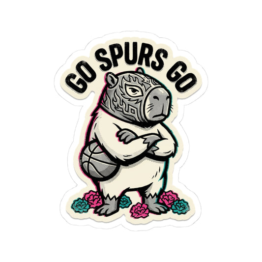 Luchador Capybara Sticker for Basketball Fan Tumbler, Lucha Libre Mask Decal, Silver and Black Wrestler Art, Go Spurs Go Hydro Flask Accent