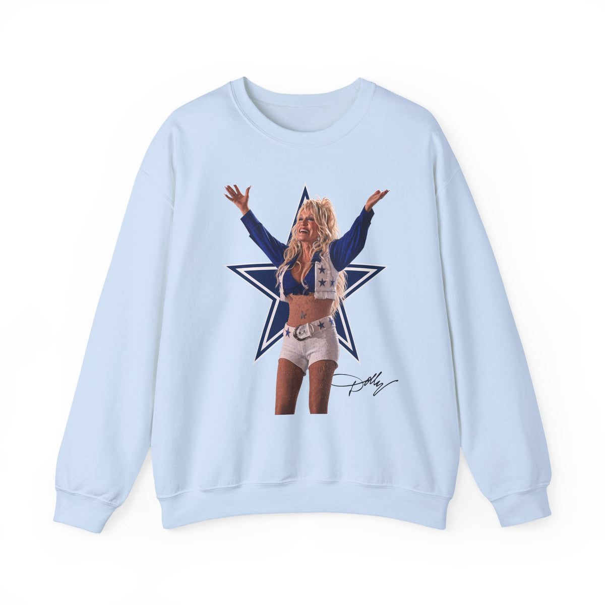 Crewneck Sweatshirt, Dolly Parton Cowboys Halftime Pullover for Chilly Sunday Games, Stadium Sweater Outfit for Dallas Fan, Navy Star