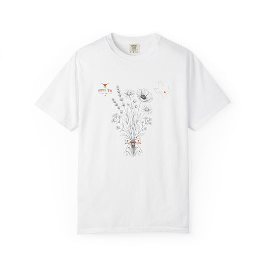 Texas Longhorns Shirt for Women, Hook Em Horns Bouquet Tee, Cottagecore Game Day Top, UT Austin Tee for Her, Comfort Colors Apparel