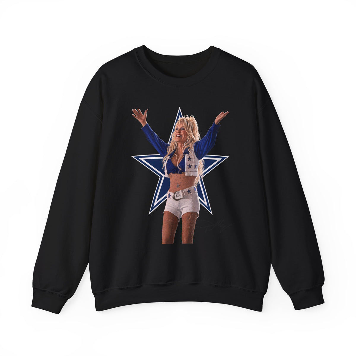 Crewneck Sweatshirt, Dolly Parton Cowboys Halftime Pullover for Chilly Sunday Games, Stadium Sweater Outfit for Dallas Fan, Navy Star