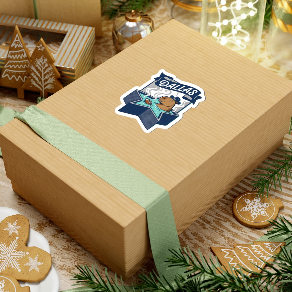 Hot Tub Capybara Sticker, Cowboy Hat Cooler Decal for Dallas Football Fan, Star Shaped Spa Art, Chill Tailgate Tumbler Accent