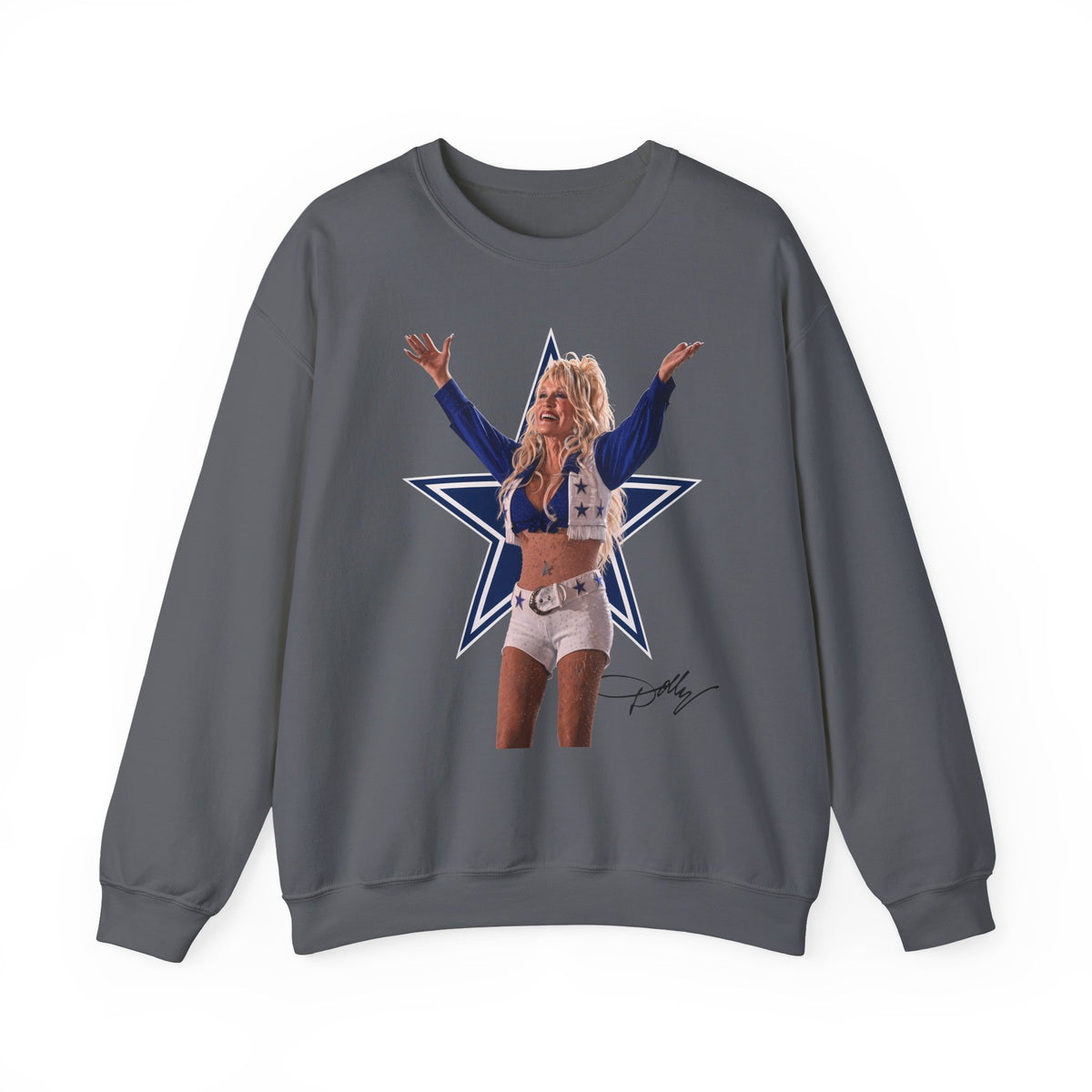 Crewneck Sweatshirt, Dolly Parton Cowboys Halftime Pullover for Chilly Sunday Games, Stadium Sweater Outfit for Dallas Fan, Navy Star