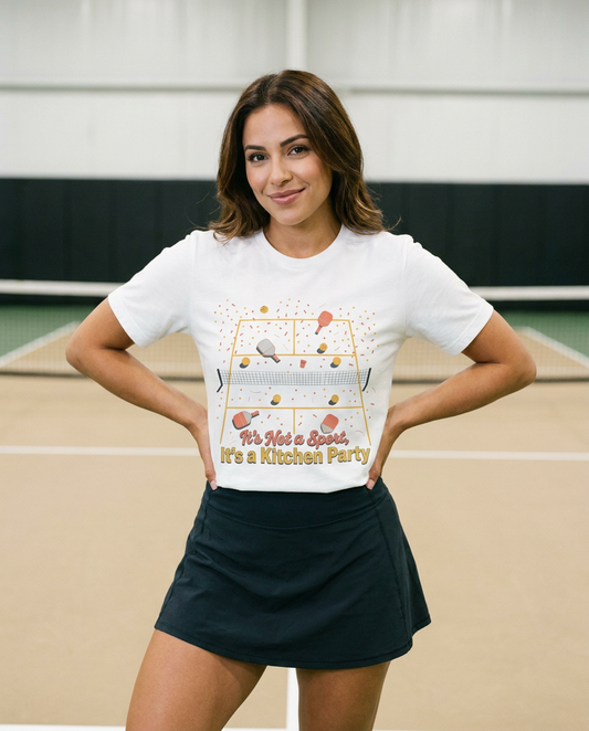 Pickleball Kitchen Party Graphic Tee - Funny Pickleball Player Shirt