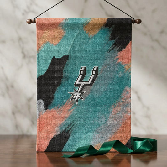 Spurs Wall Art Tapestry for Man Cave, Basketball Fan Bedroom Decor, San Antonio Wall Hanging for Dorm and Game Room, Abstract Office Art