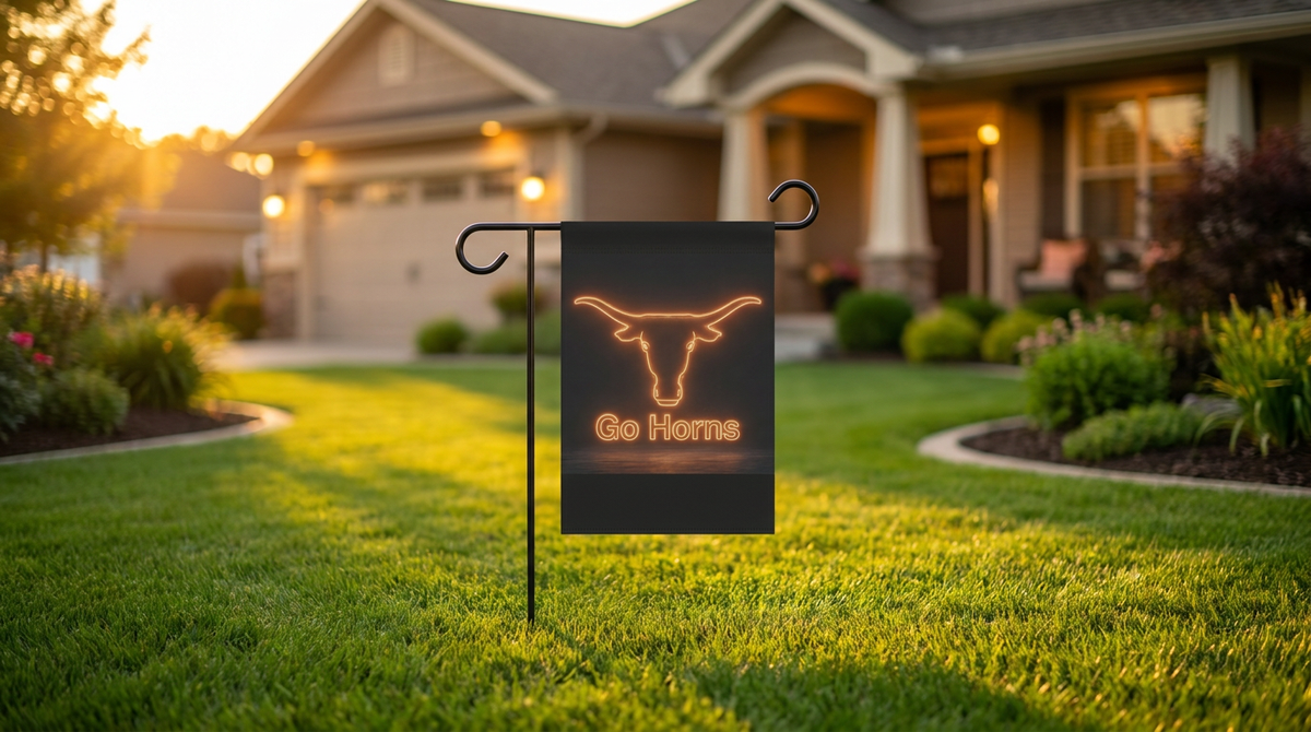 Longhorn Flag for College Student, Dorm Room and Man Cave Banner, Retro Texas Yard Decor, UT Alumni Porch Flag for New Grad and Dad