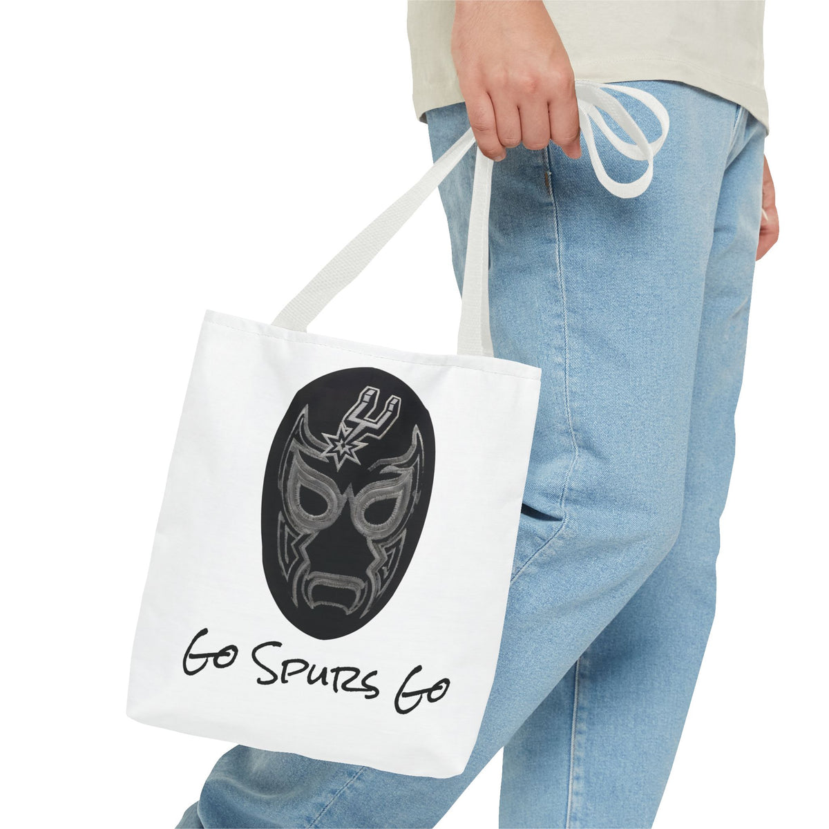 Lucha Libre Tote Bag for Women, Luchador Mask Art Carryall, Go Spurs Go Market Purse for Basketball Fan, San Antonio Bag for Mom