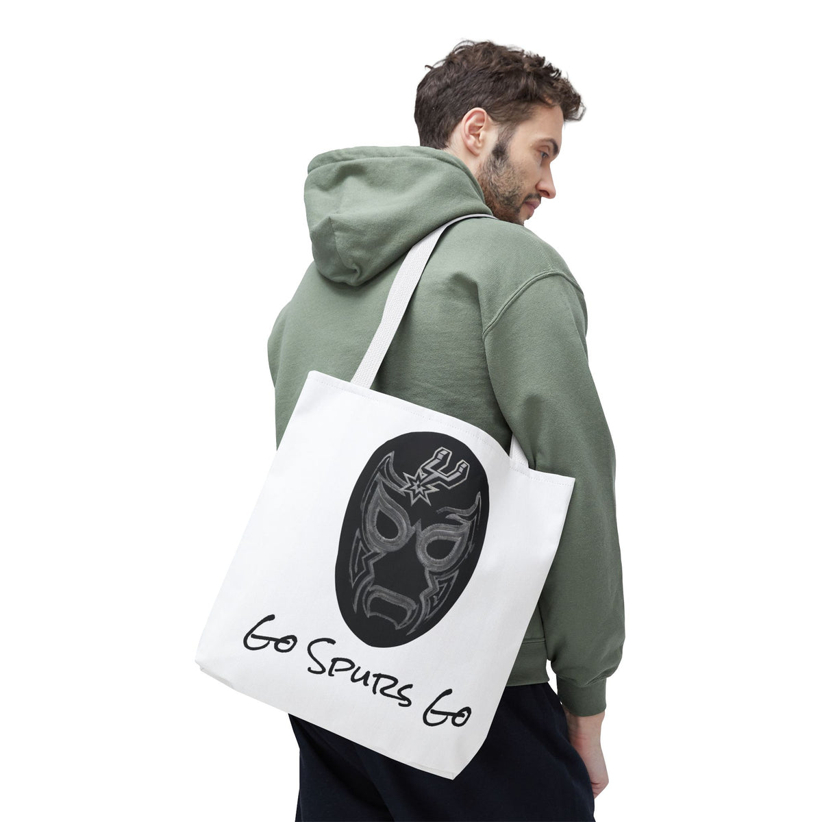 Lucha Libre Tote Bag for Women, Luchador Mask Art Carryall, Go Spurs Go Market Purse for Basketball Fan, San Antonio Bag for Mom