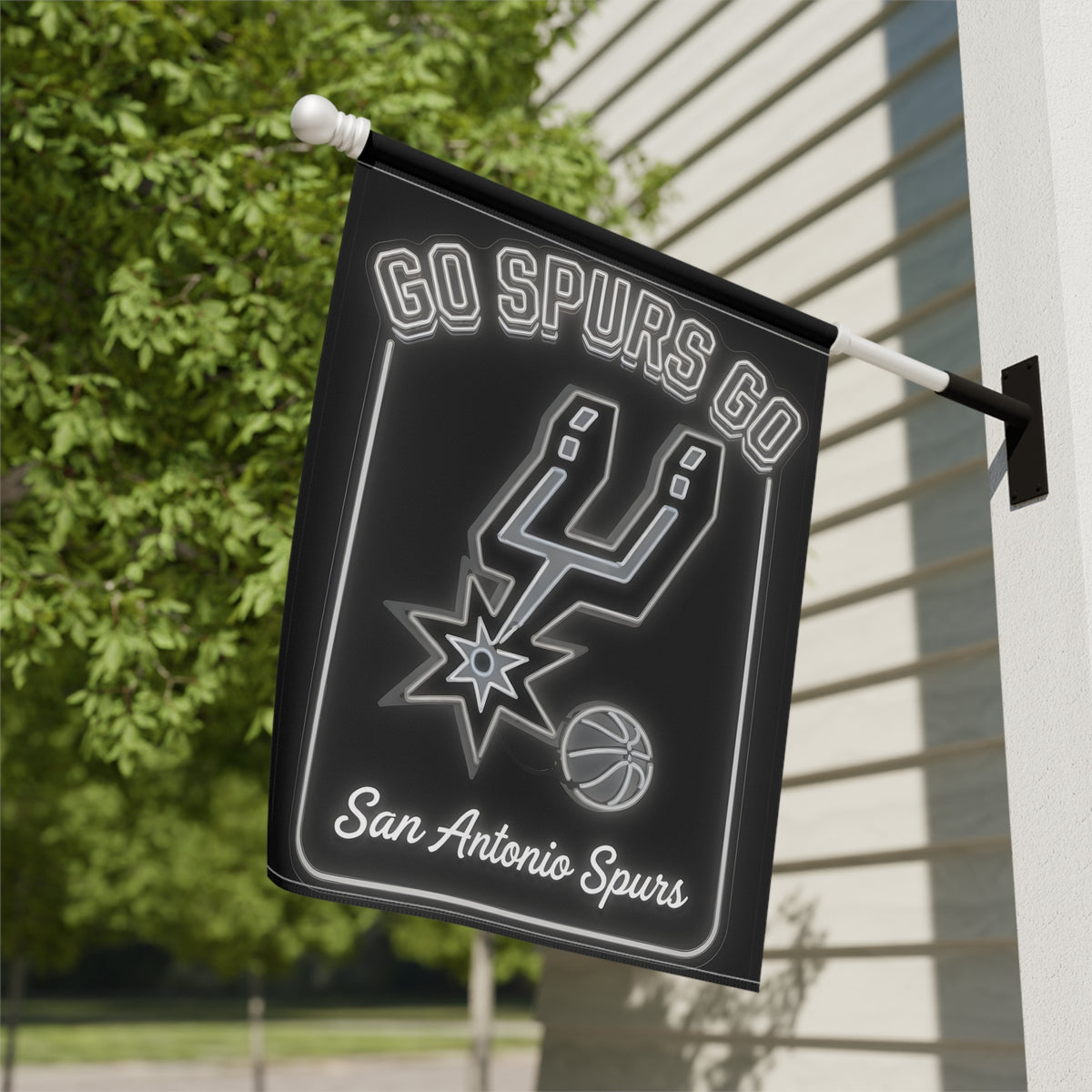 Man Cave Flag, San Antonio Spurs Silver and Black Banner, Double Sided Garage and Tailgate Decor for Basketball Fans