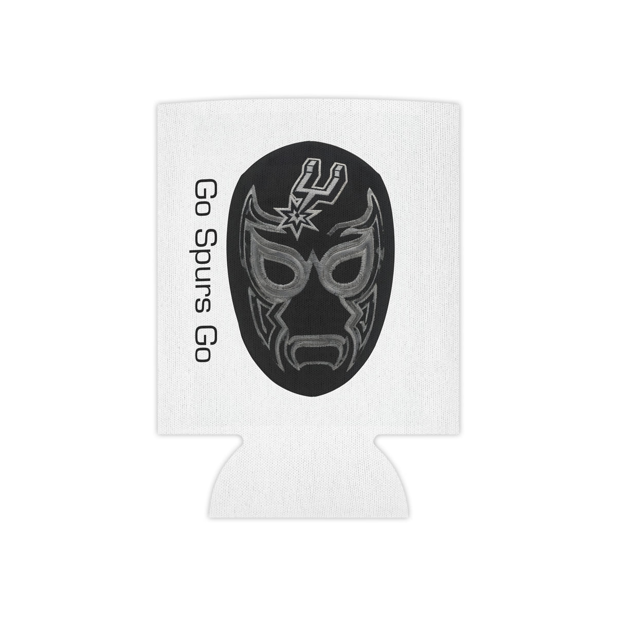 Luchador Koozie for Basketball Fan, Lucha Libre Can Cooler for Tailgate, Go Spurs Go Drink Holder, Game Night Koozie for Dad and BBQ Host