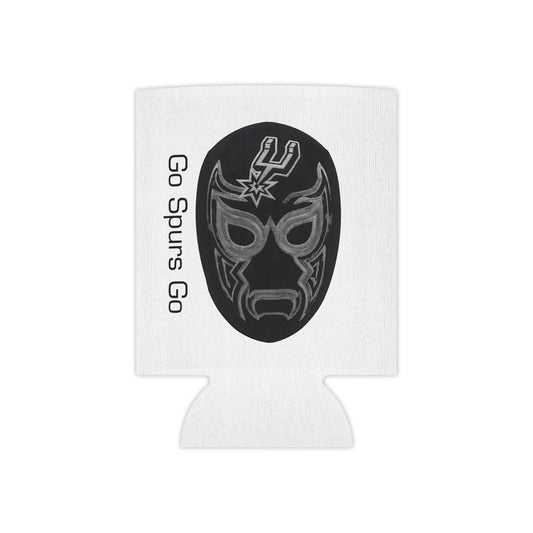 Luchador Koozie for Basketball Fan, Lucha Libre Can Cooler for Tailgate, Go Spurs Go Drink Holder, Game Night Koozie for Dad and BBQ Host