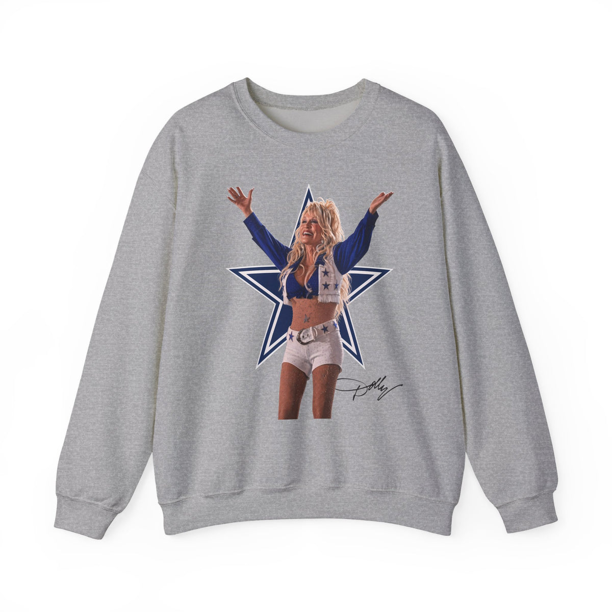 Crewneck Sweatshirt, Dolly Parton Cowboys Halftime Pullover for Chilly Sunday Games, Stadium Sweater Outfit for Dallas Fan, Navy Star