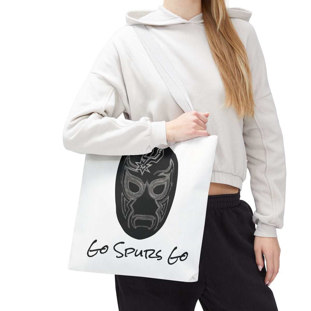 Lucha Libre Tote Bag for Women, Luchador Mask Art Carryall, Go Spurs Go Market Purse for Basketball Fan, San Antonio Bag for Mom
