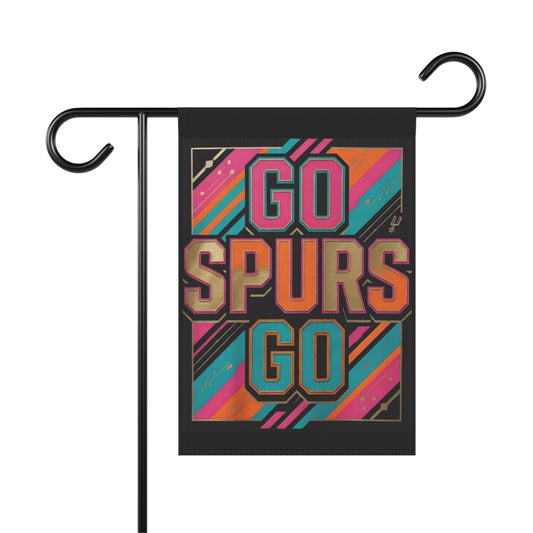 Go Spurs Go Garden Flag, San Antonio Spurs House Banner, Double-Sided Yard Flag with Logo, 12x18 or 24x32