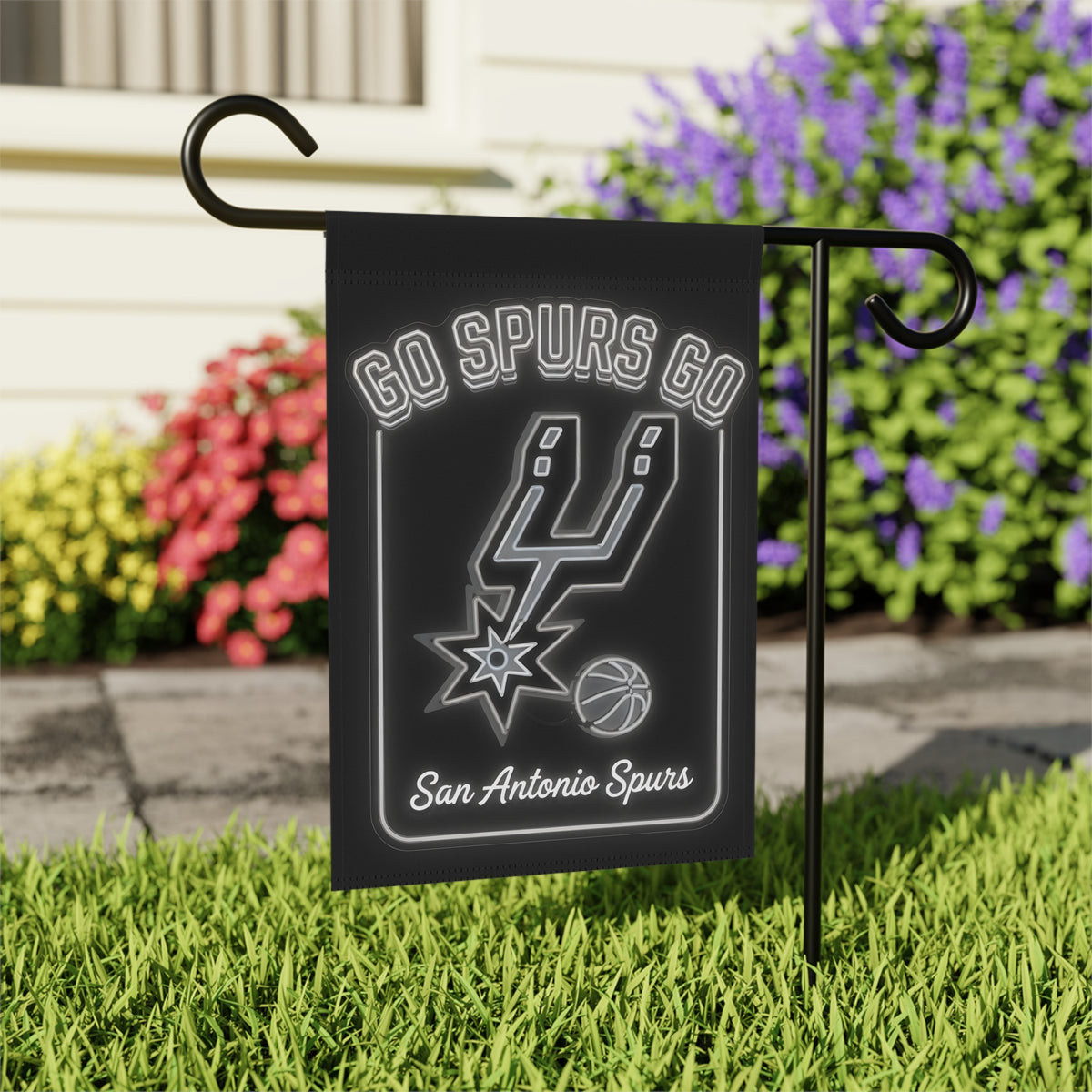 Man Cave Flag, San Antonio Spurs Silver and Black Banner, Double Sided Garage and Tailgate Decor for Basketball Fans