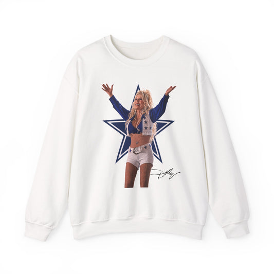 Crewneck Sweatshirt, Dolly Parton Cowboys Halftime Pullover for Chilly Sunday Games, Stadium Sweater Outfit for Dallas Fan, Navy Star