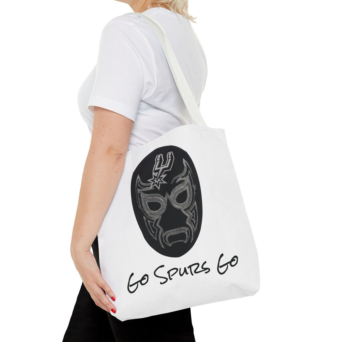 Lucha Libre Tote Bag for Women, Luchador Mask Art Carryall, Go Spurs Go Market Purse for Basketball Fan, San Antonio Bag for Mom
