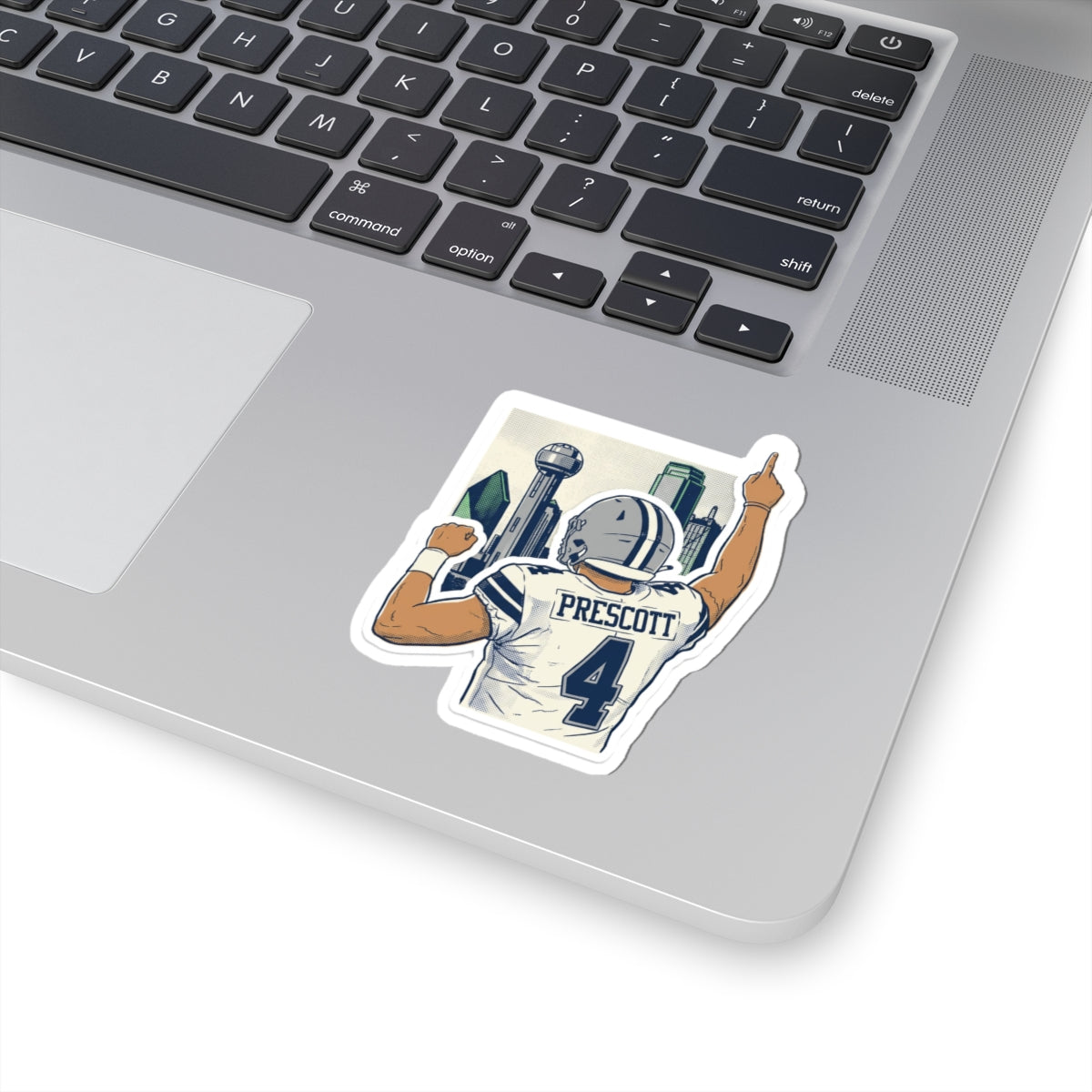 Dak Prescott Sticker, Cowboys QB 4 Decal, Reunion Tower Skyline Art, Notebook Accent for Dallas Football Fan