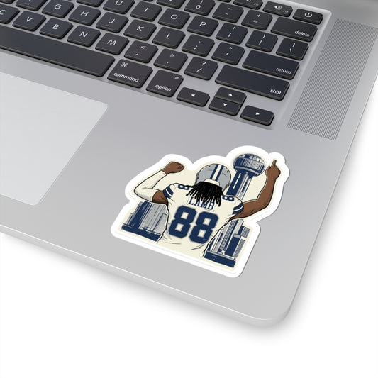CeeDee Lamb Sticker, Cowboys WR 88 Decal, Big D Downtown Skyline Art, Hydro Flask Accent for Dallas Game Day Fan