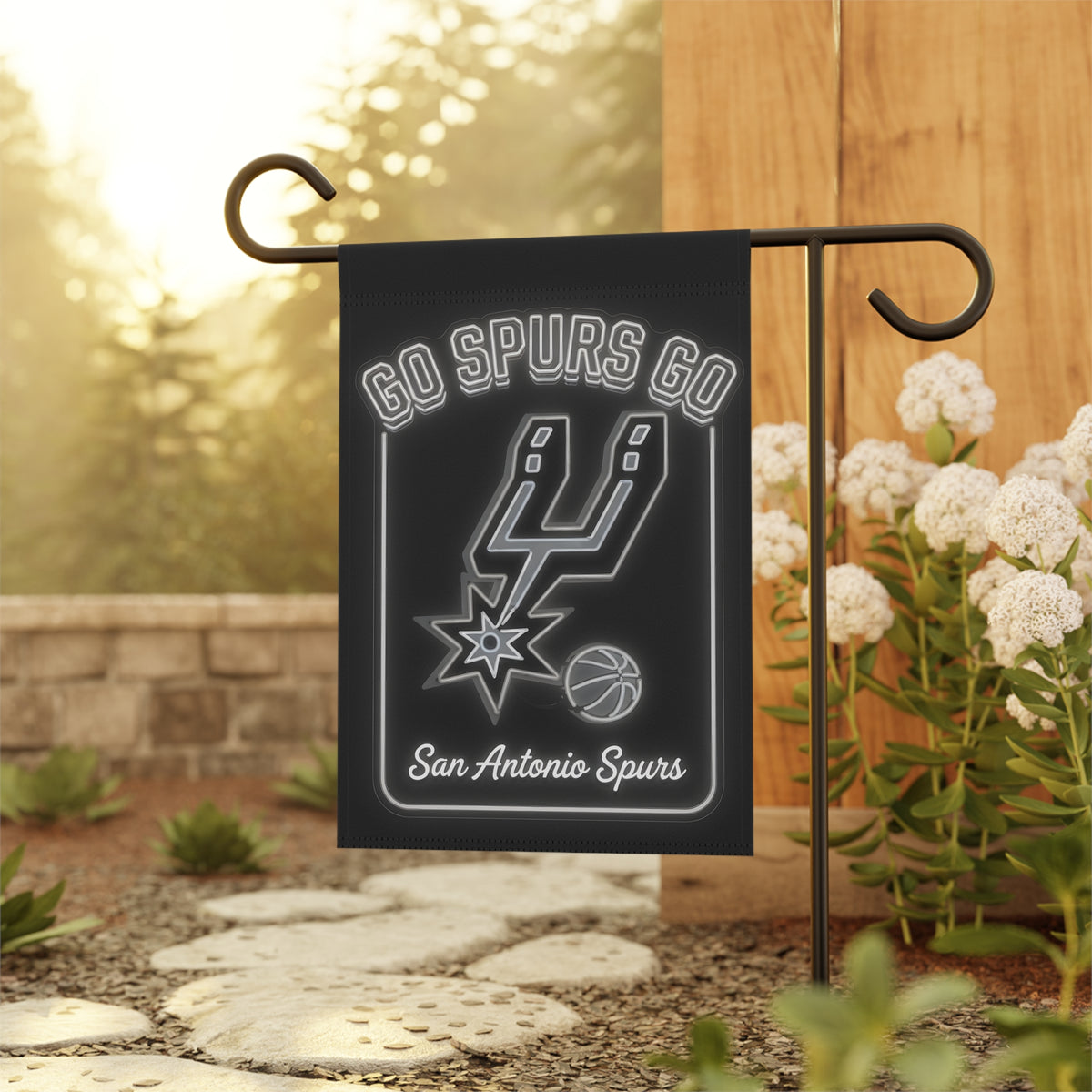Man Cave Flag, San Antonio Spurs Silver and Black Banner, Double Sided Garage and Tailgate Decor for Basketball Fans