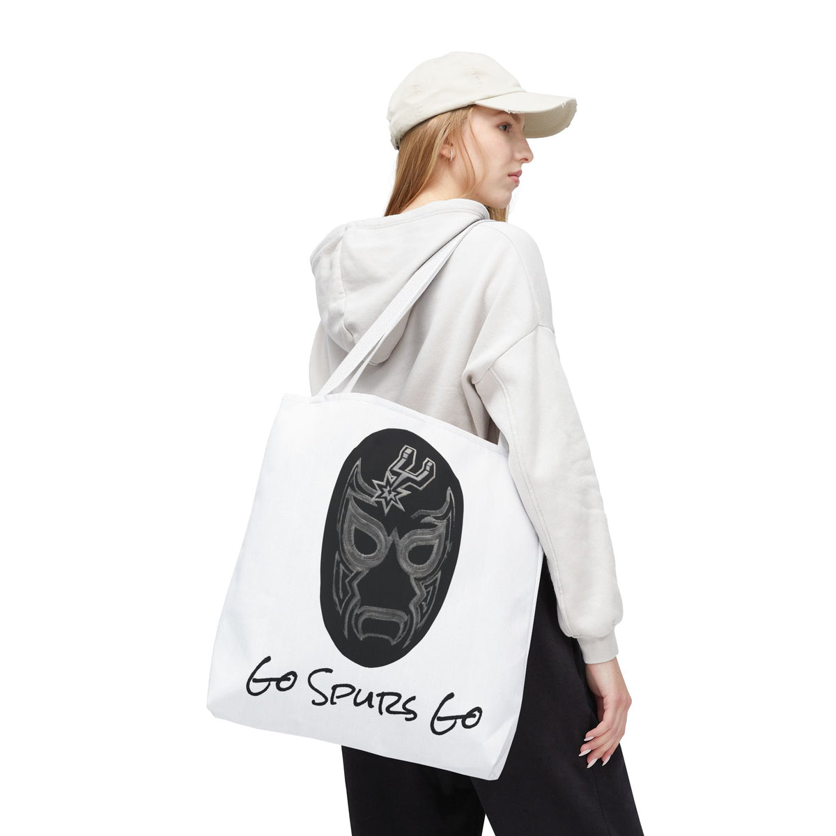 Lucha Libre Tote Bag for Women, Luchador Mask Art Carryall, Go Spurs Go Market Purse for Basketball Fan, San Antonio Bag for Mom