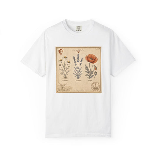 Vintage Botanical Shirt for Women, Texas Longhorns Wildflower Tee, Plant Lover Top for UT Austin Fan, Flower Tshirt Comfort Colors